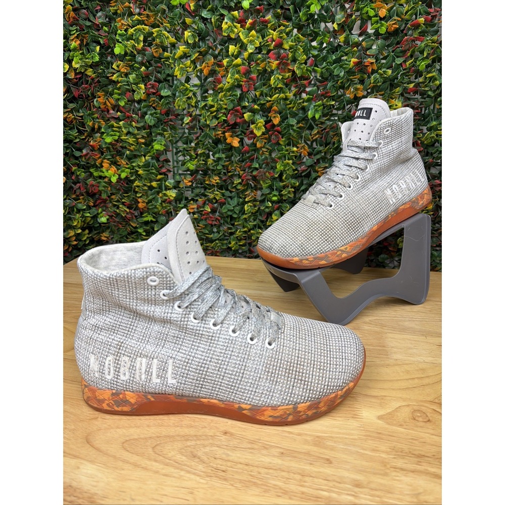 NOBULL Outwork High-Top Men 10.5 Women 12 Trainers Gym Shoes Heather Gray Orange